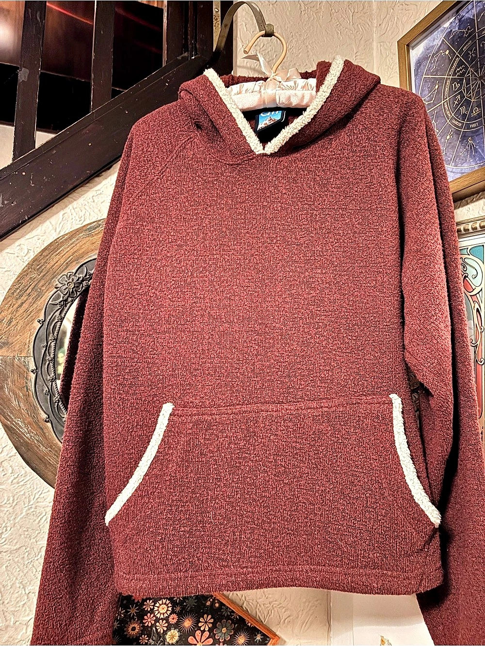 Alf x Kuhl Clothing Fleece Pullover Hoodie in Burgundy Size Large